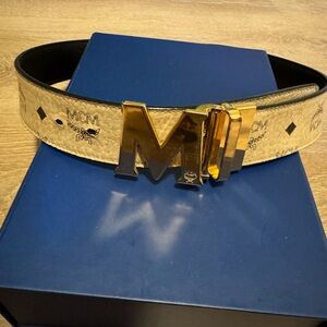 MCM Beige Belt Bag with Gold Accent